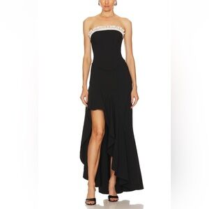 LPA | Giovanna Dress - Black Strapless Gown with Ruffle Detail